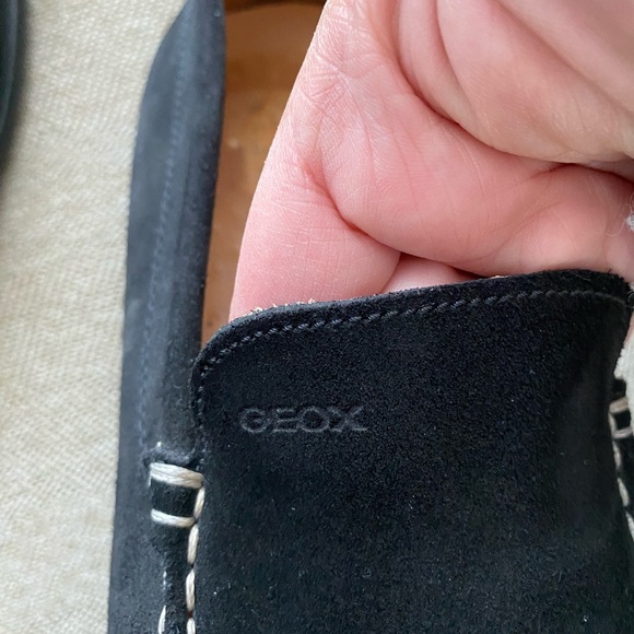 Geox Respira Men’s Driving Loafer. Black Suede W/Cream White Stitching, Size 44. - Picture 7 of 16